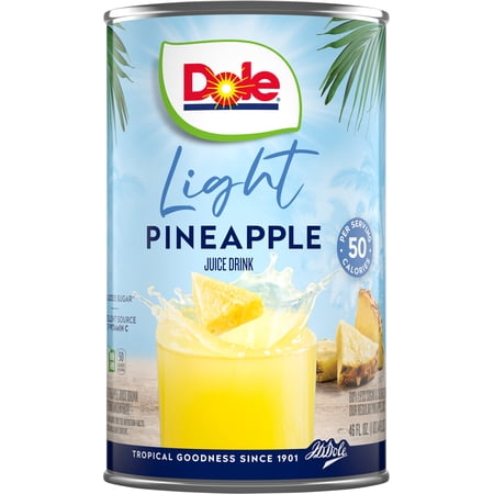 Dole Light Pineapple Juice Drink with No Added Sugar^^, 46 fl oz Can