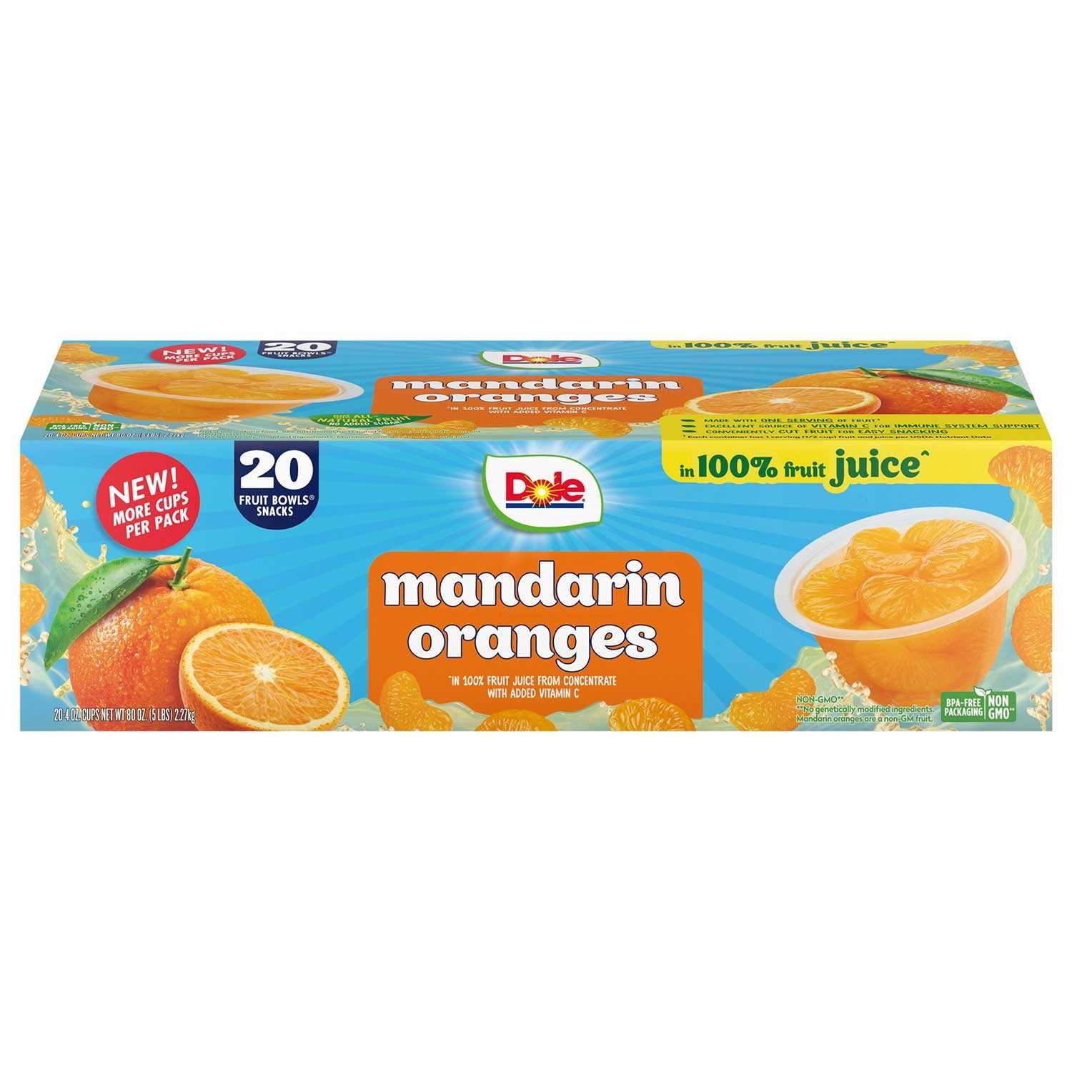 Dole Mandarin Oranges in 100% Fruit Juice 20 - 4 oz Cups
