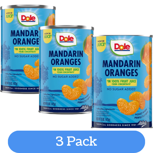 Dole Mandarin Oranges in 100% Fruit Juice From Concentrate**, 15 oz Can(3 Pack)