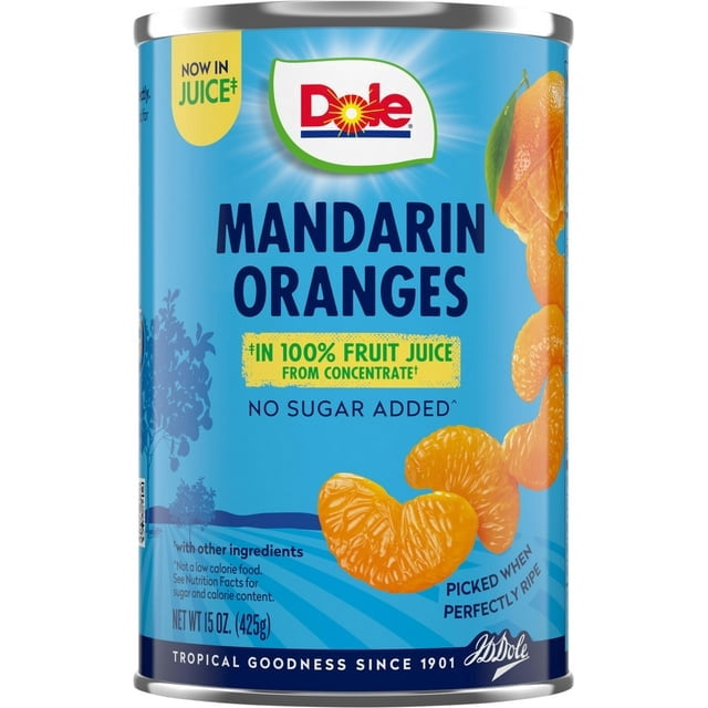 Dole Mandarin Oranges in 100% Fruit Juice From Concentrate**, 15 oz Can (Pack of 6)