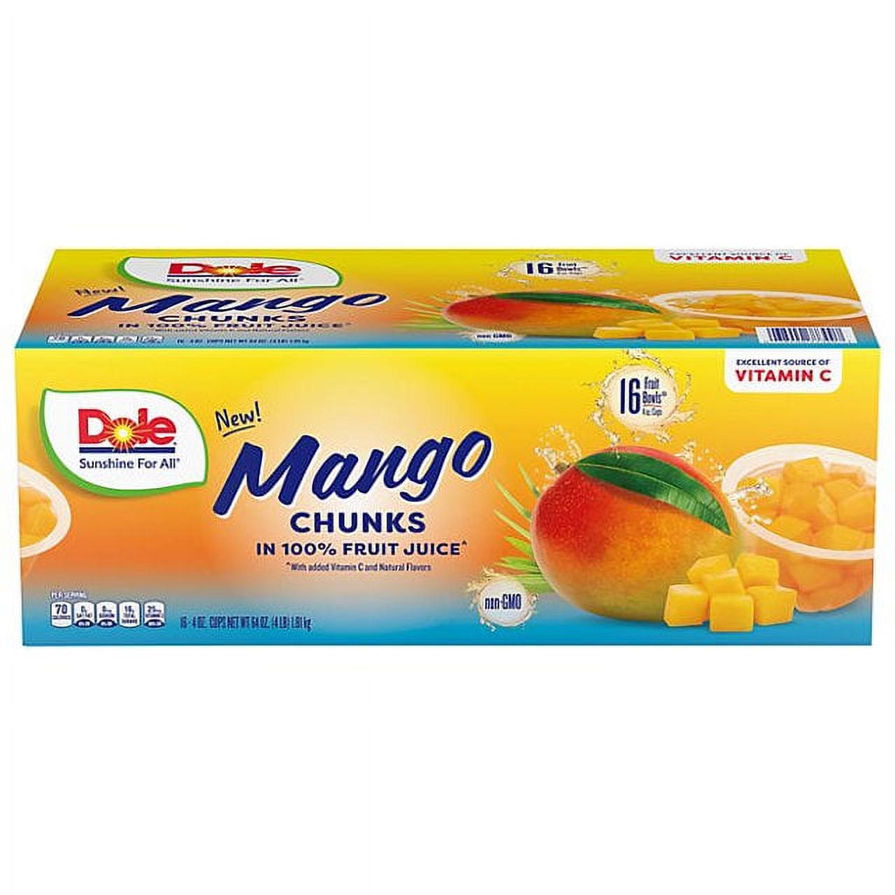 Dole Mango Fruit Cups in 100 Juice (4 oz., 16 pk.)