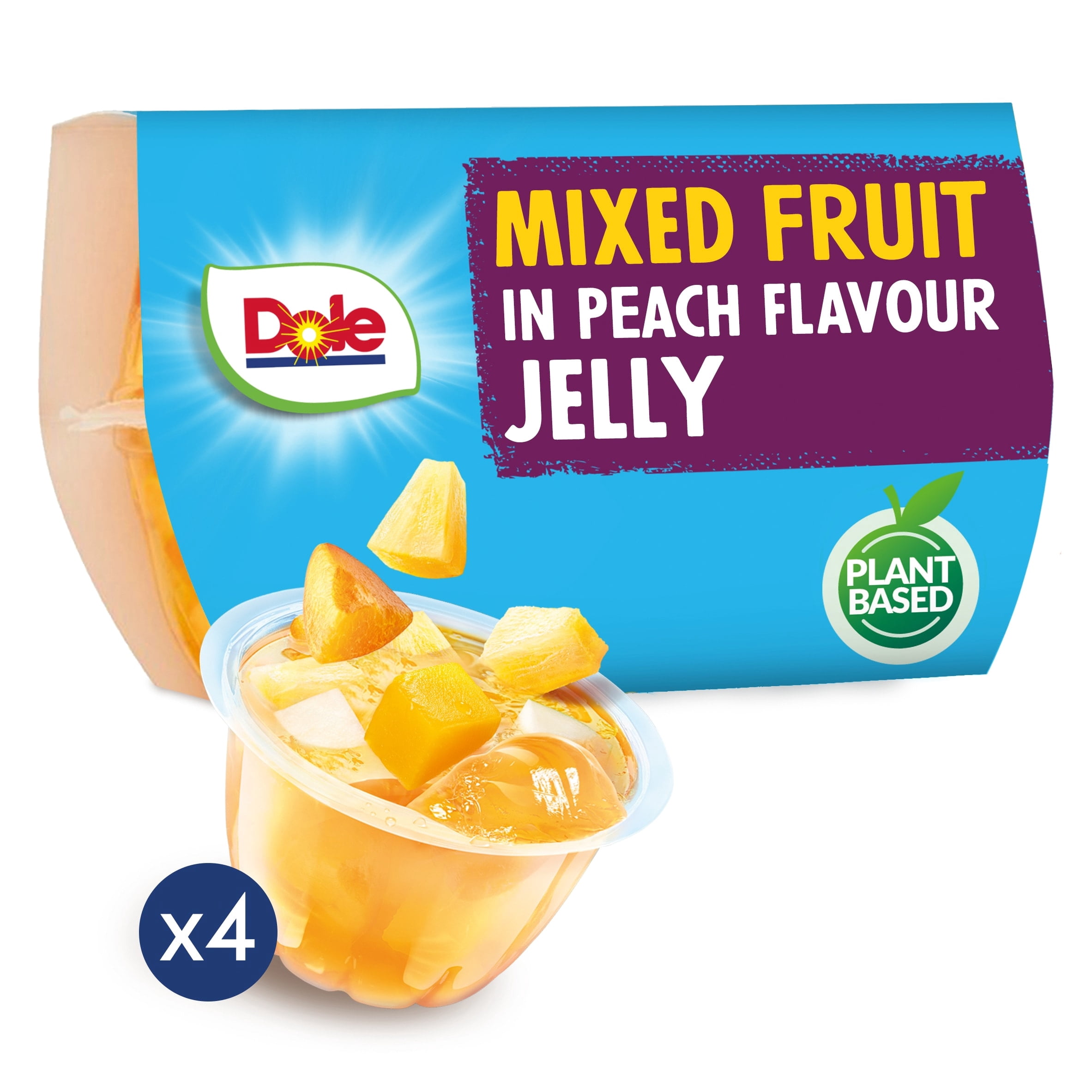 Dole Mixed Fruit In Peach Jelly 4X123g, Imported from Britain