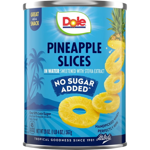 Dole No Sugar Added^ Pineapple Slices in Water^^, 20 oz Can
