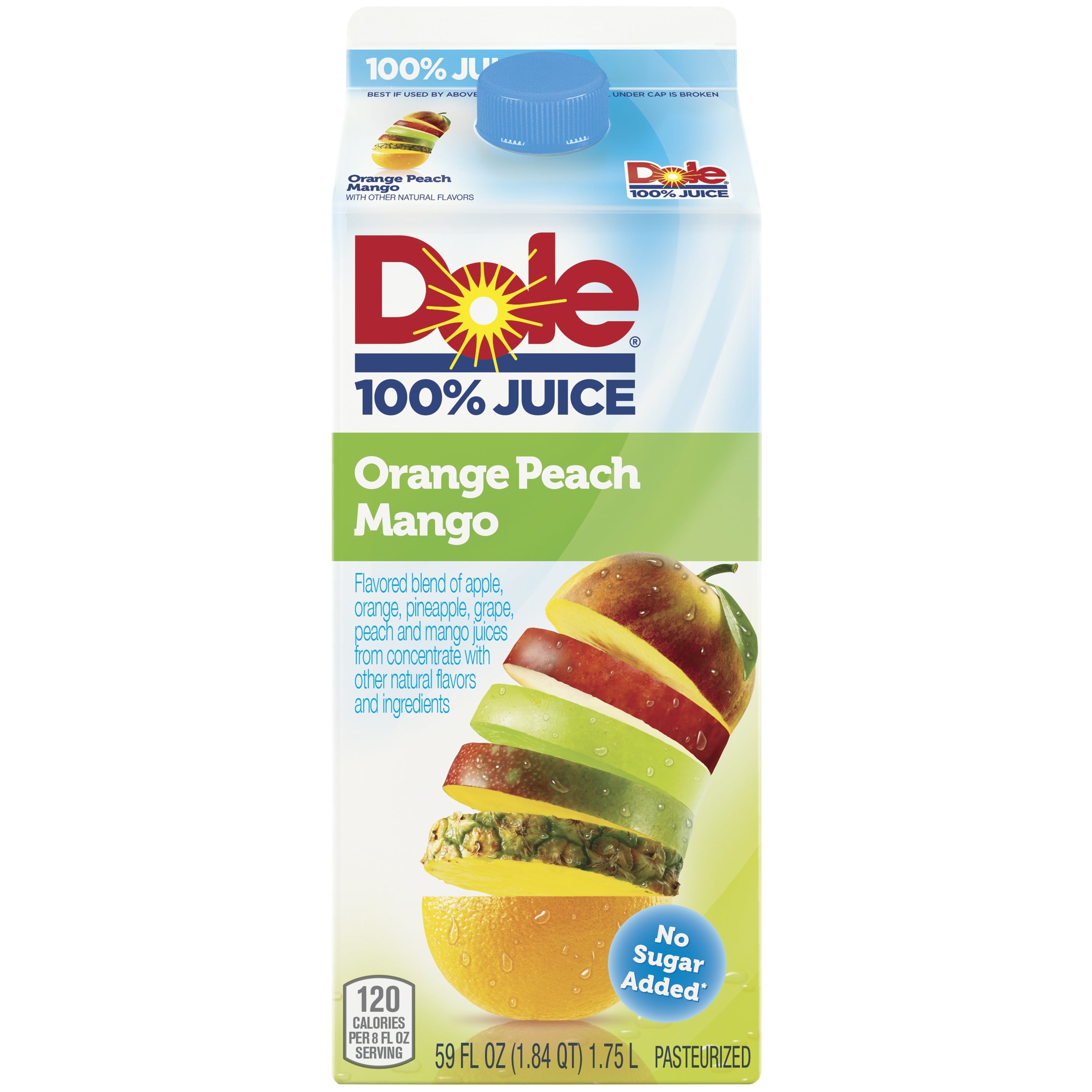 Dole 100 Juice Flavored Blend Of Juices Orange Peach Mango 59 Fl Oz