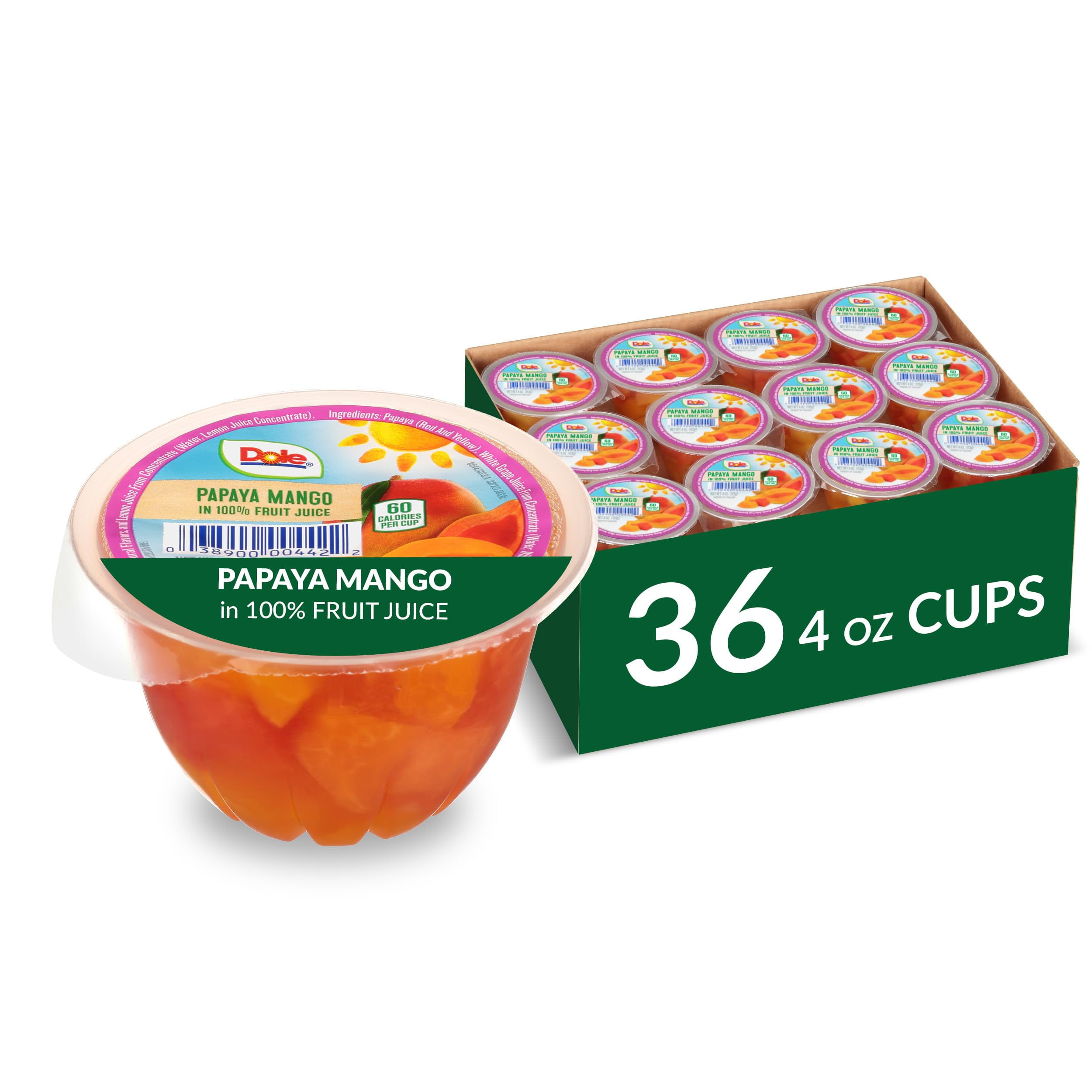Dole Papaya Mango In YPF5 100 Fruit Juice Snacks, 4oz 36 Total Cups