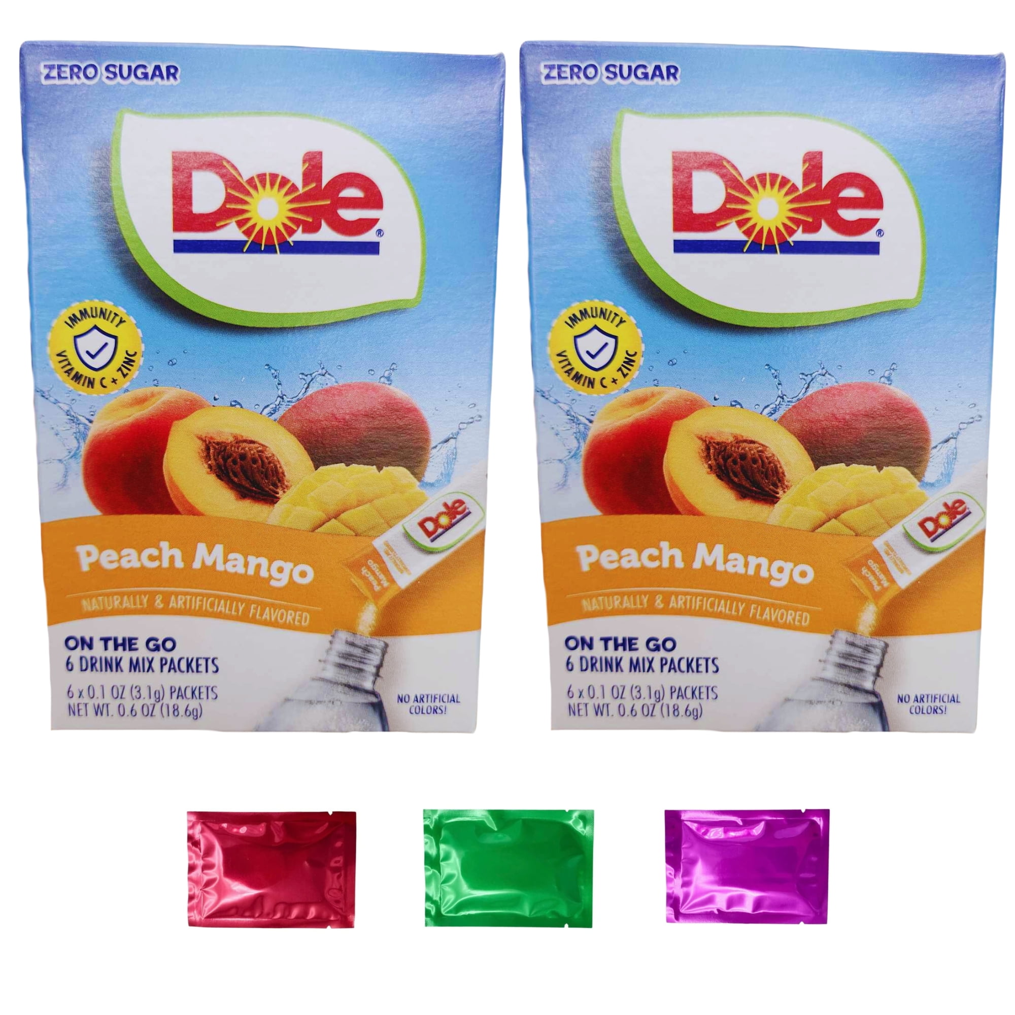 Dole Peach Mango Singles On The Go Drink Mix (2 Boxes, 12 Sticks