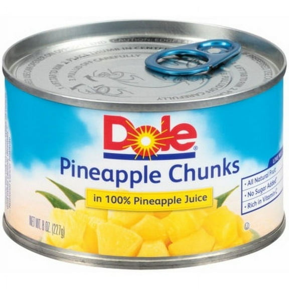 Dole Pineapple Chunks In 100% Pineapple Juice, 8 Oz (Pack Of 12)