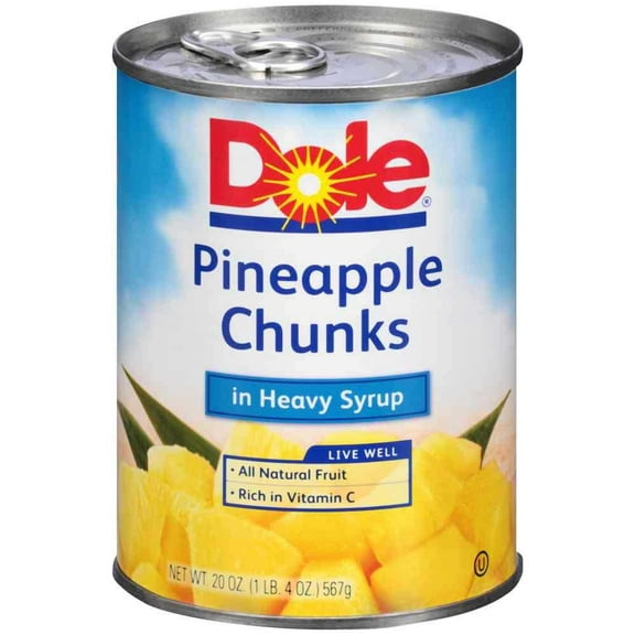 Dole Pineapple Chunks In Syrup, 20 Ounce - 12 per case.