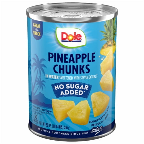 Dole Pineapple Chunks No Sugar Added 20 oz - Pack of 2