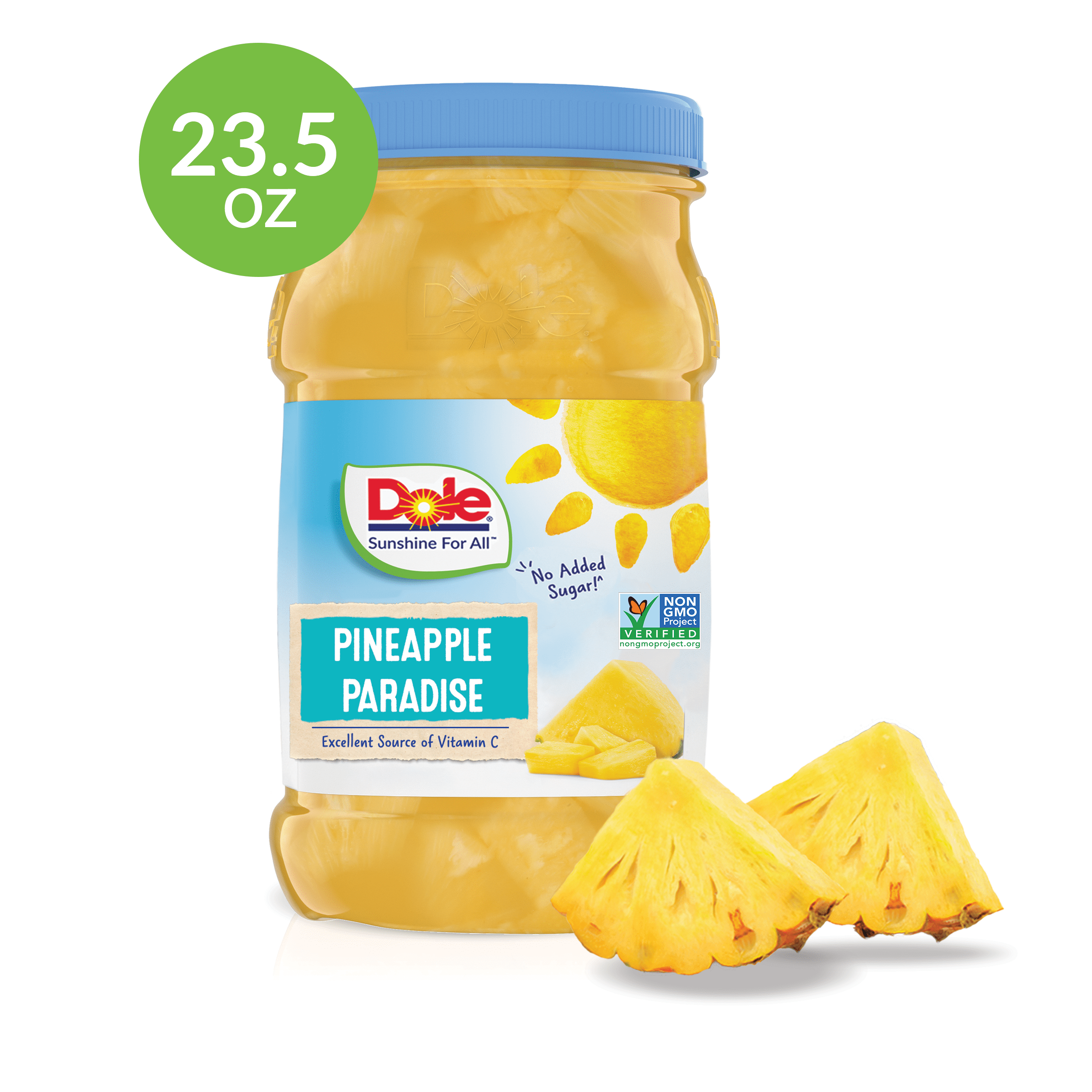 Dole Pineapple Chunks in 100 Fruit Juice, 23.5 oz Jar