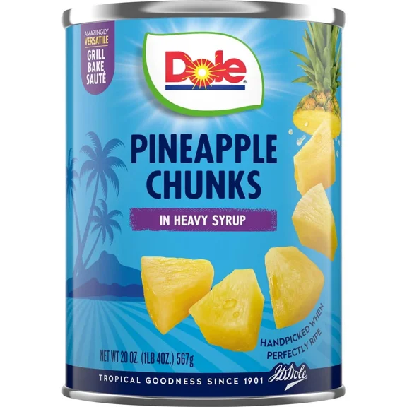 Dole Pineapple Chunks in Heavy Syrup, Excellent Source of Vitamin C, 20 oz Can