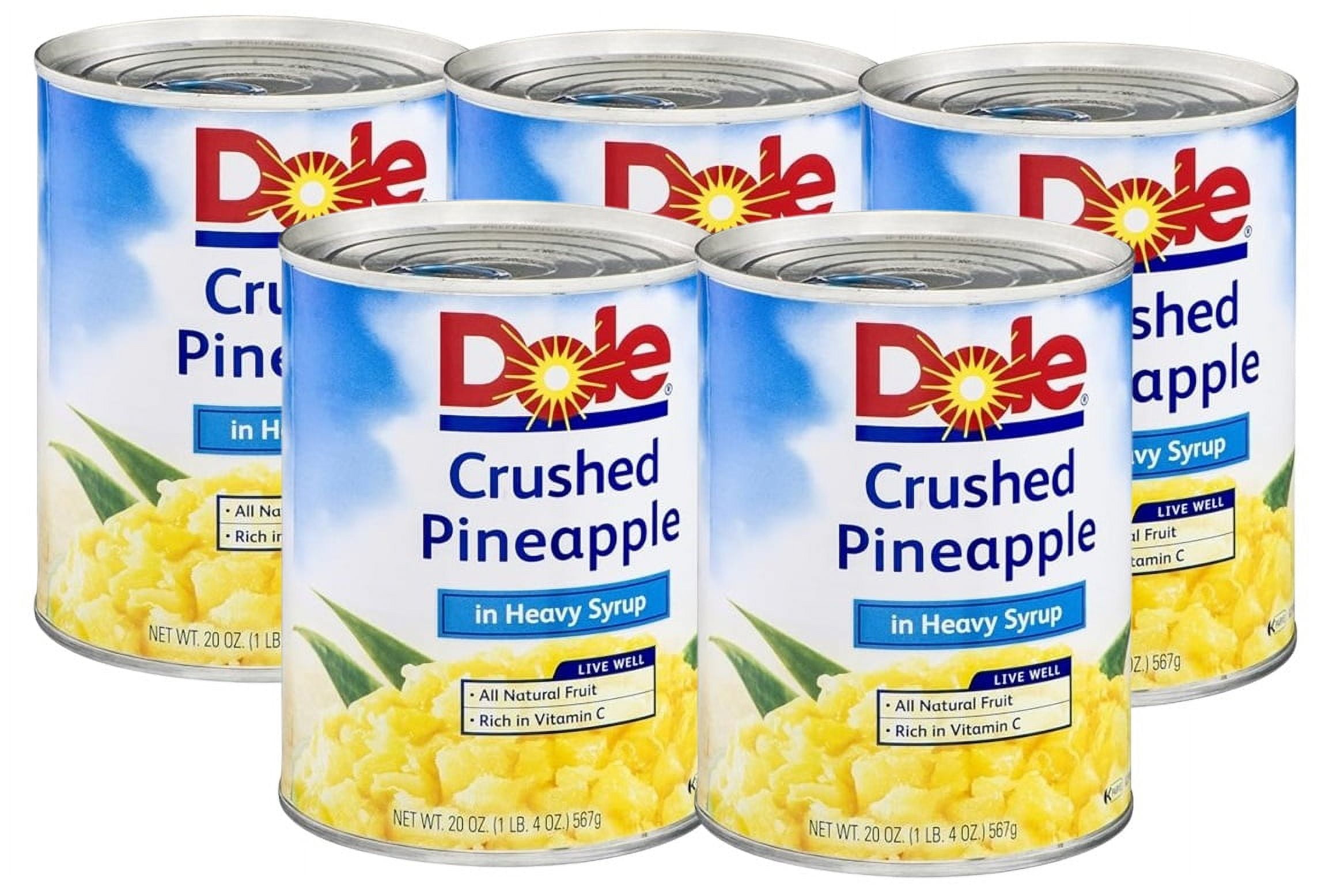Dole, Pineapple, Crushed in Heavy Syrup, 20oz Can (Pack of 5)