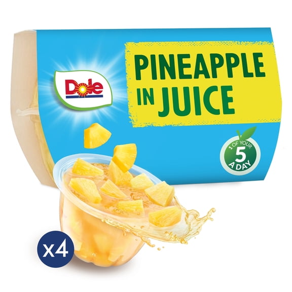 Dole Pineapple Fruit in Juice 4x113g, Imported from Britain