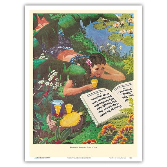 Dole Pineapple Juice Advertisement - From the Saturday Evening Post - Vintage Advertising Poster c.1938 - Master Art Print (Unframed) 9in x 12in