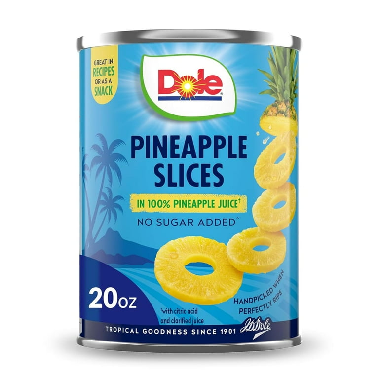 Dole 100% Juice Pineapple Slices, 20 oz Can