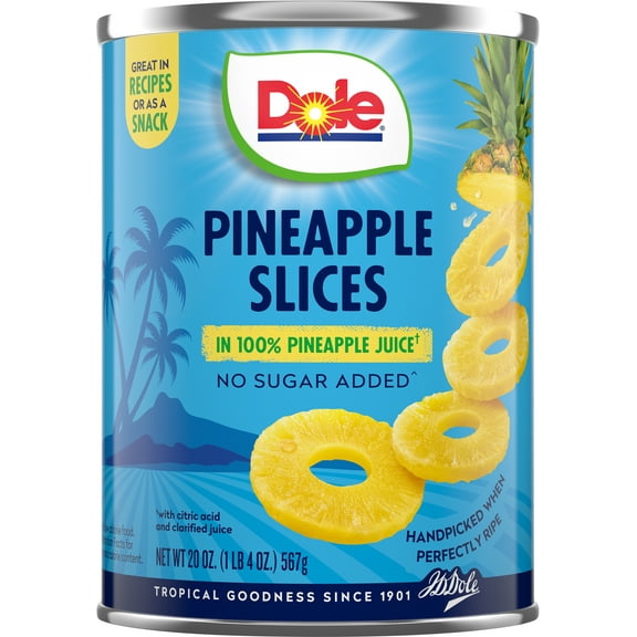 Dole Pineapple Slices in 100% Pineapple Juice, 20 oz Can