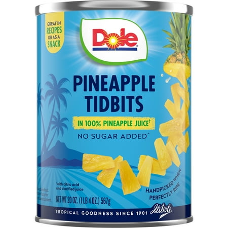 Dole Pineapple Tidbits in 100% Fruit Juice, 20 oz Can