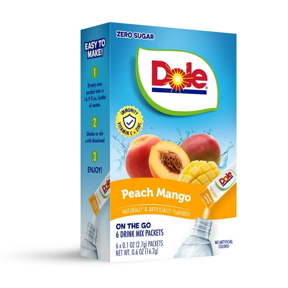 Dole Powder Drink Mix Pack, Peach Mango, Sugar-Free, 6 Ct