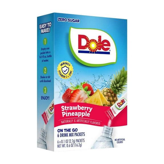 Dole Powder Drink Mix Pack, Strawberry Pineapple, Sugar-Free, 6 Ct