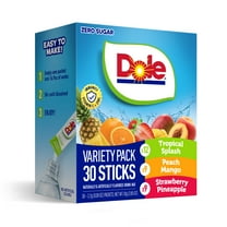 Dole Powder Drink Mix Variety Pack, Tropical, Peach Mango & Strawberry Pineapple, Sugar-Free, 30 Ct