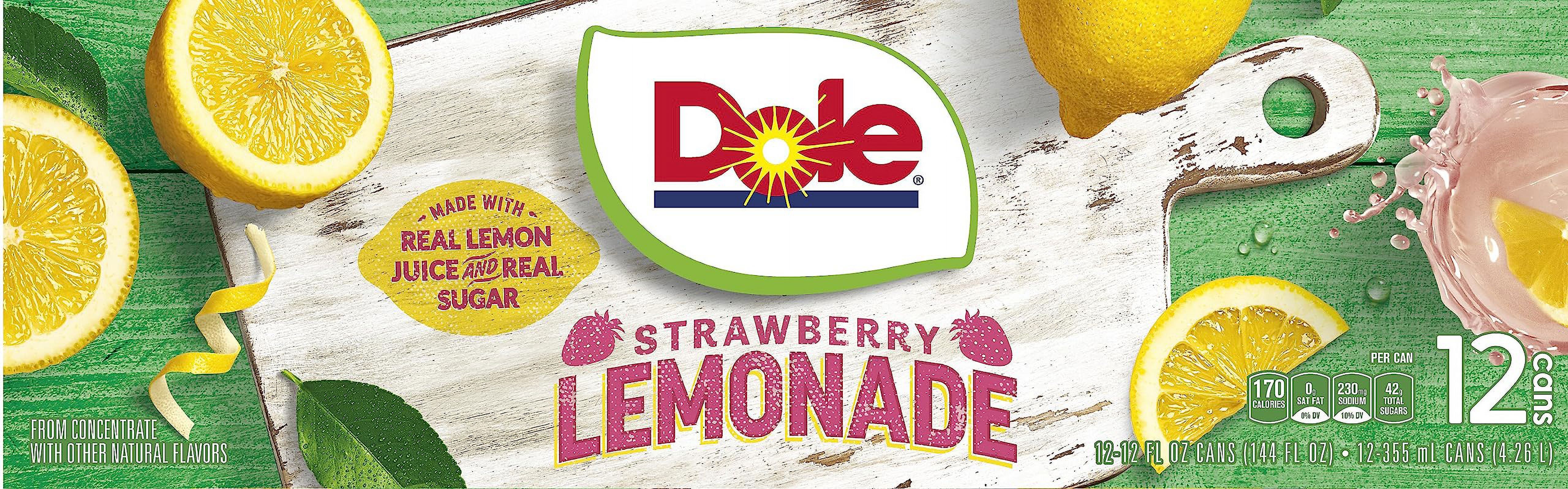 Dole Strawberry Lemonade 12Fl Oz Cans, 12 Count
