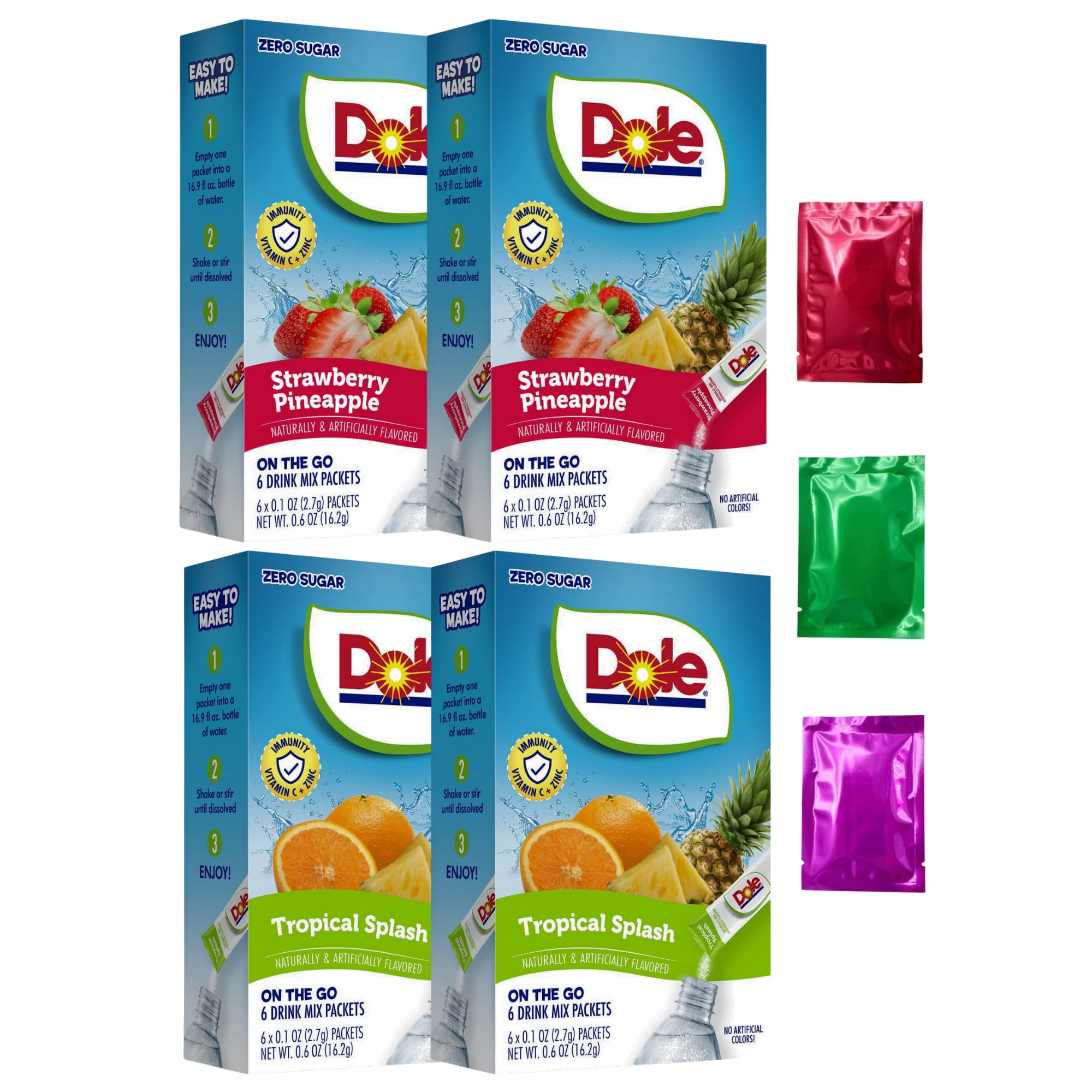 Dole Strawberry Pineapple and Tropical Splash Singles On The Go Drink