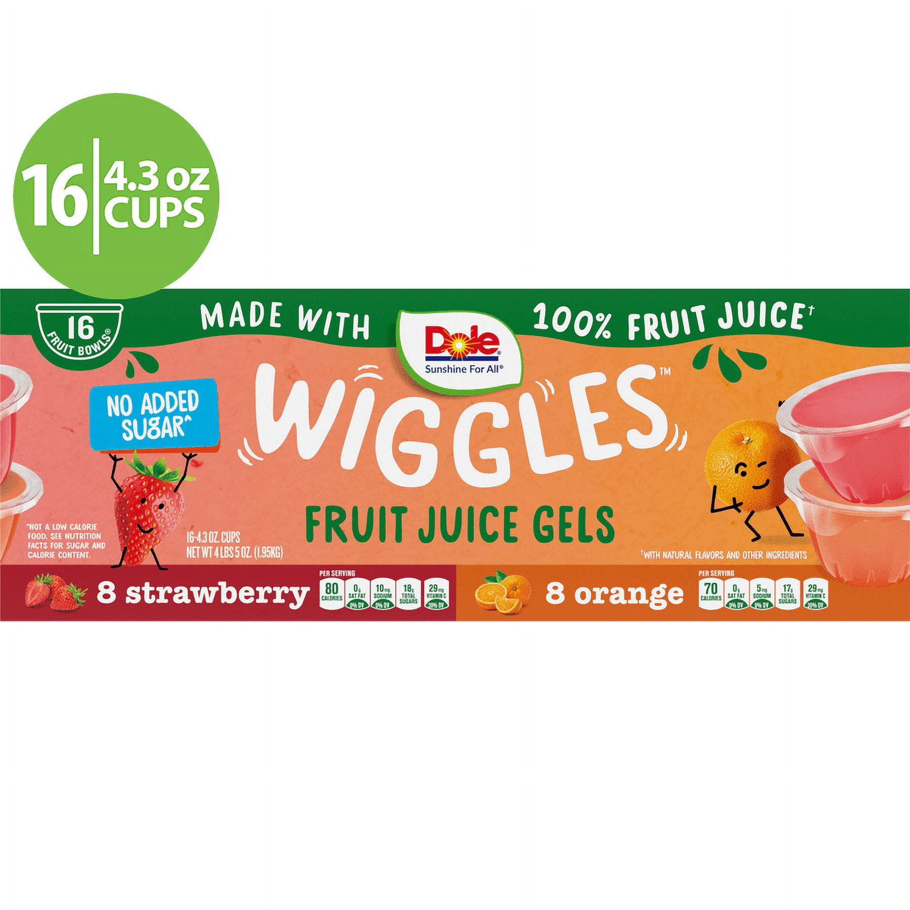 Dole Wiggles Orange and Strawberry Fruit Juice Gels Variety Pack, 16