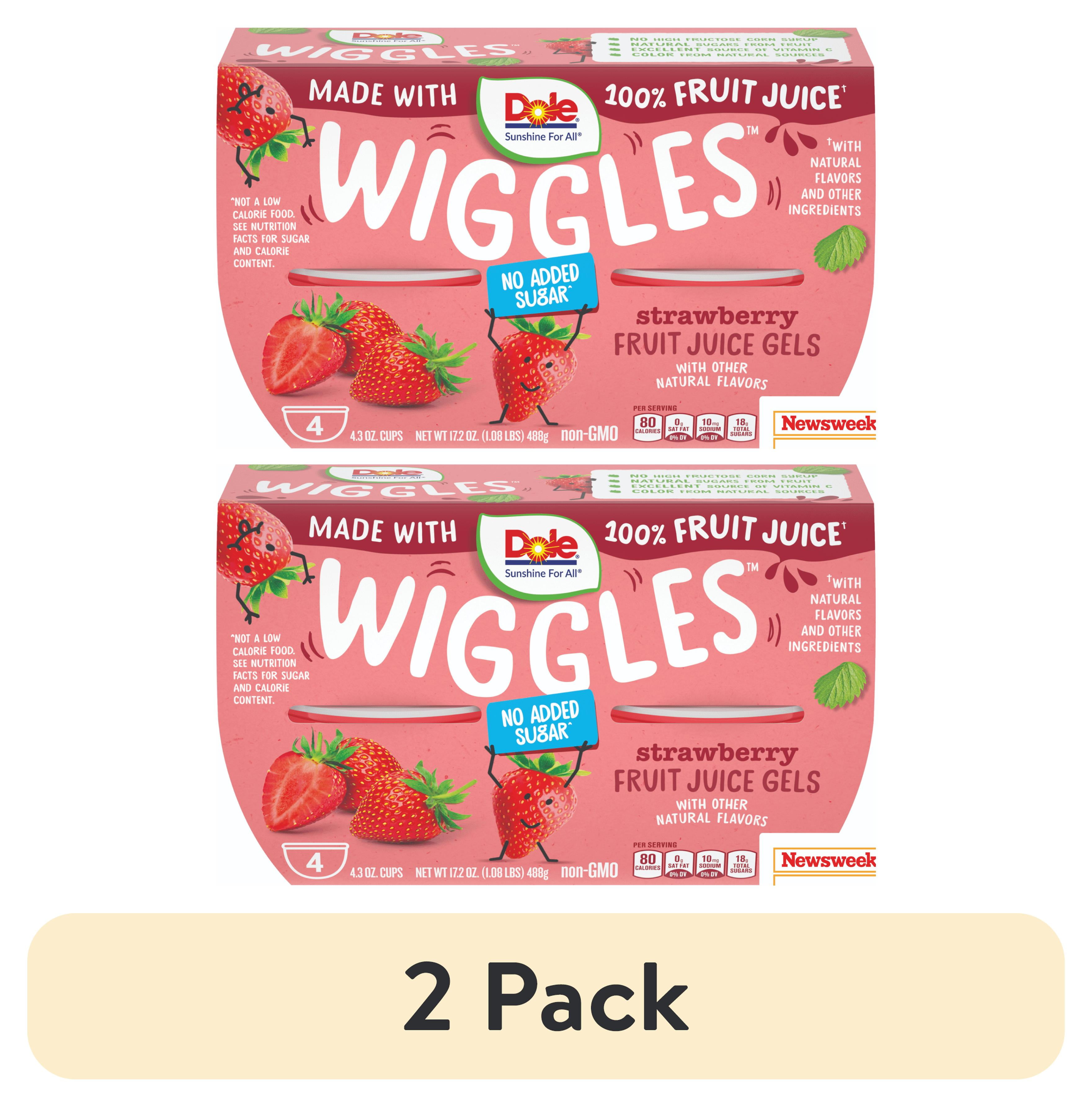 (2 pack) Dole Wiggles Strawberry Fruit Juice Gels, 4.3 oz (4 Cups