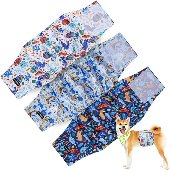 Dolebean Dog Diapers Male Puppies Belly Bands Reusable Wraps M