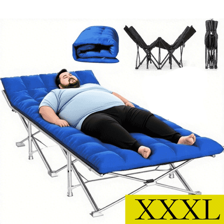Dolemoduo Oversized Camping Cot,XXXL-83*32in Folding Camping Cot Bed for Adults Sleeping 1200D Double Layer Oxford Portable Folding Cots for Camping-Blue
