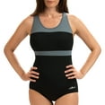 thumbnail image 1 of Dolfin Aquashape Women's Color Block Conservative Lap Swimsuit in Black/Gray, Size 18, 1 of 2