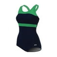 thumbnail image 1 of Dolfin Aquashape Women's Color Block Conservative Lap Swimsuit in Navy/Green, Size 18, 1 of 4