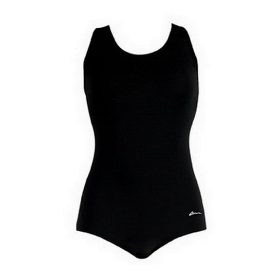 Dolfin Aquashape Women's Solid Conservative Lap Swimsuit in Black, Size 20