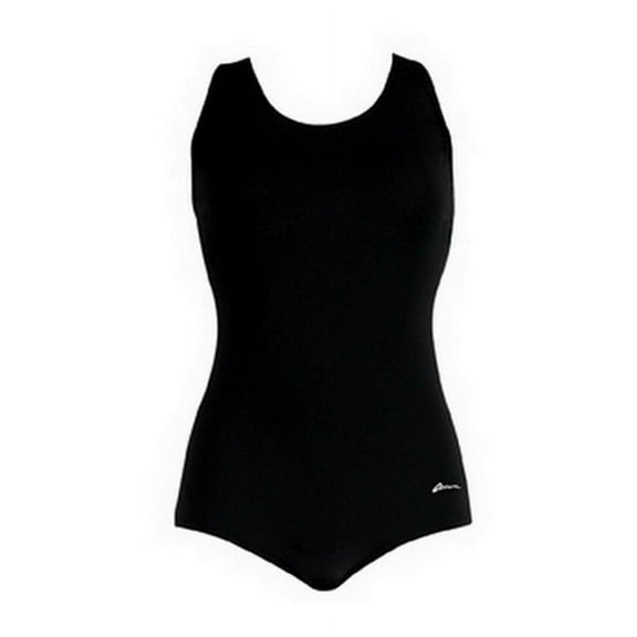 Dolfin Aquashape Women's Solid Conservative Lap Swimsuit in Black, Size 8