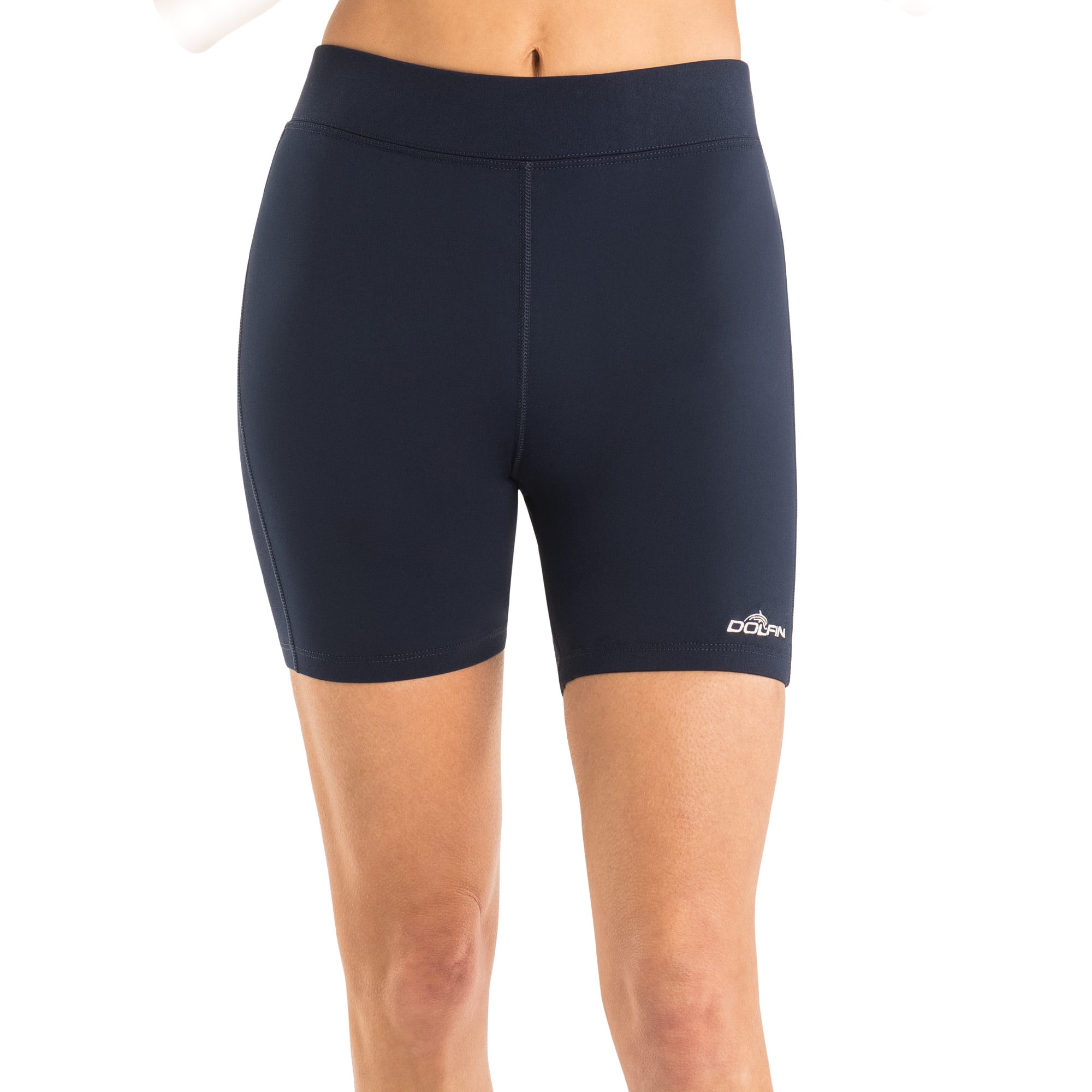 Dolfin Aquashape Women's Solid Mid-Length Swim Short in Navy, Size X-Small