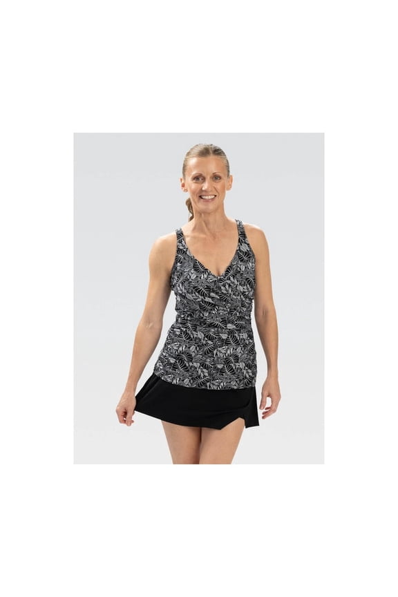 Aquashape Women's Tankini Top - Floral Wrap V-Neck Swimsuit Separate (Botanical, S)