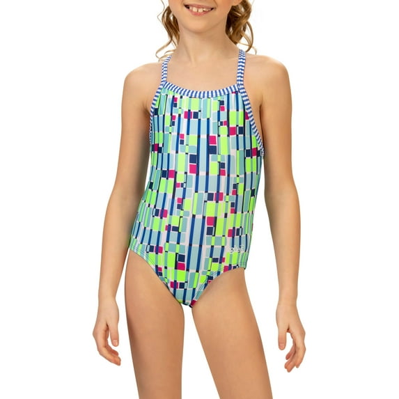 Dolfin Girl's Uglies Print One Piece Swimsuit (Uptown, 12)