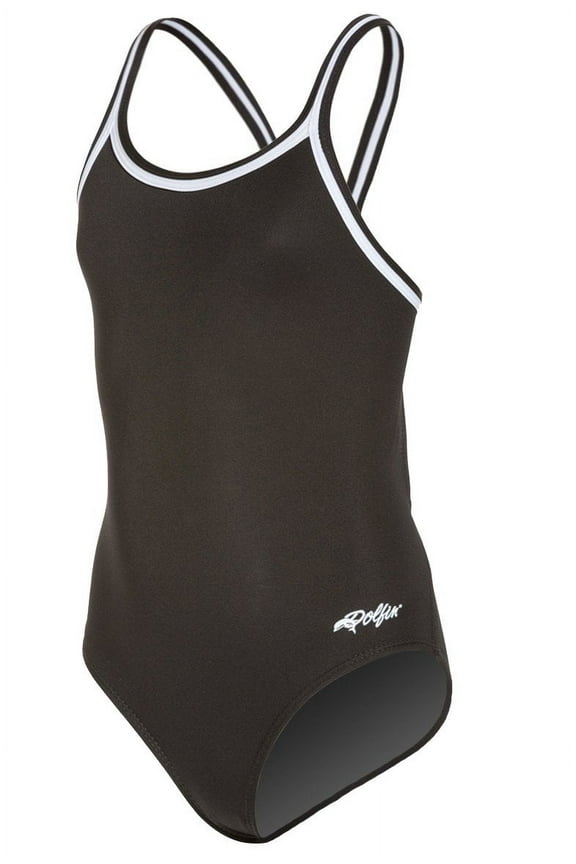 Girls Solid Dbx Back Black Size 20