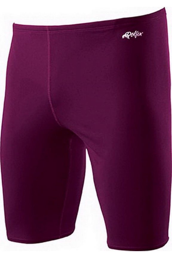 Men's Solid Jammer Swimsuit in Maroon Size 22