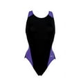 thumbnail image 1 of Dolfin Ocean Panel Performance One-Piece Swimsuit in Black/Purple, 34 (Women, Juniors), 1 of 4