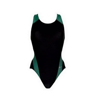 Dolfin Ocean Panel Women's Performance Swimsuit in Black/Green, Size 38