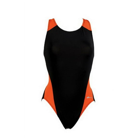 Dolfin Ocean Panel Women's Performance Swimsuit in Black/Orange, Size 24
