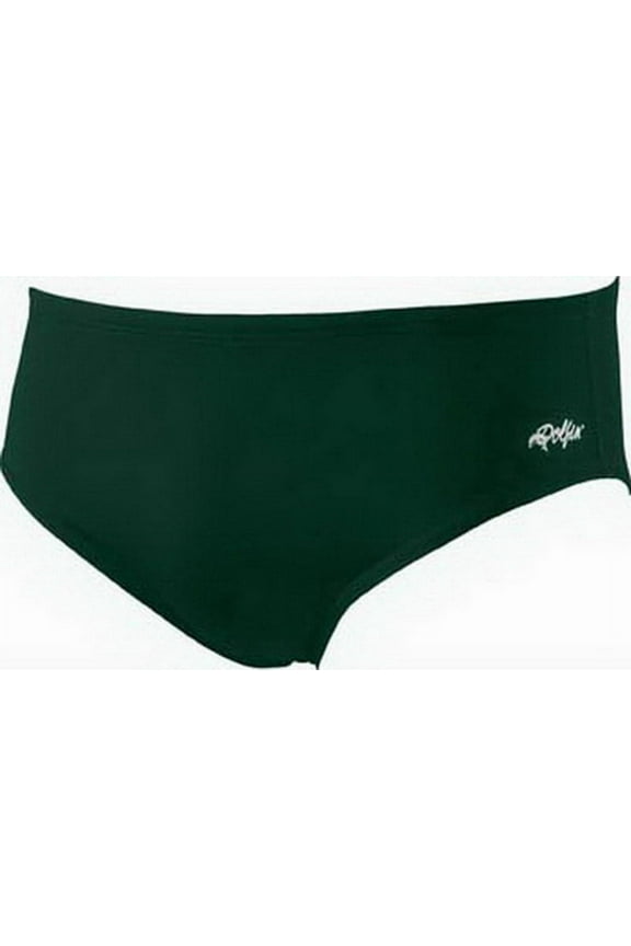 Solid Racer Men's Brief Swimsuit in Forest Green 32