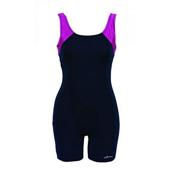 Dolfin Women's Scoop Back Color Block Aquatard Swimsuit in Navy/Berry, Size 14