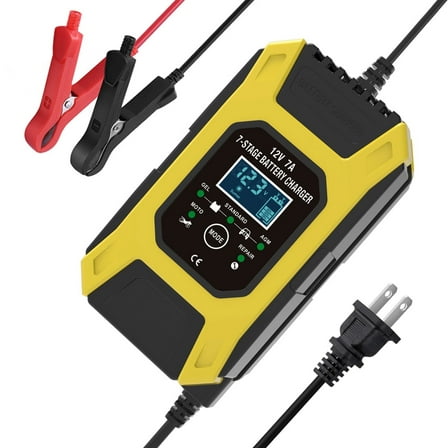 Dolhoo Car Battery Charger, 12V 7A Automatic Pulse Repair Battery Charger, LCD Display Smart Battery Maintainer Trickle Chargers for Car, Motorcycle, Lawn Mower, Marine Boat, SUV