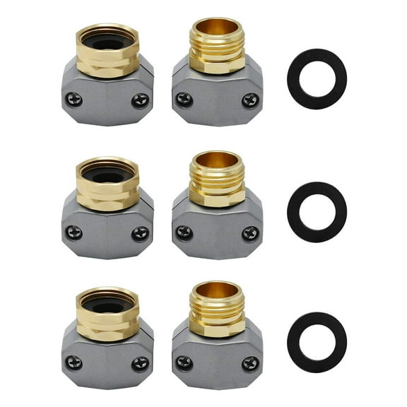 Dolhoo Garden Hose Repair Fittings Aluminum Female and Male With Zinc Clamp Water Hose End Repair Connector Fit 3/4 Inch And 5/8 Inch Garden Hose,3 set