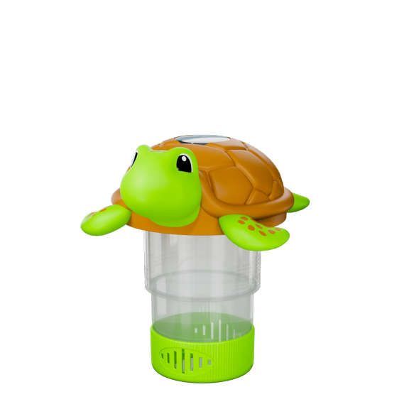 Doli Yearning Sea Turtle Floating Pool Chlorine Dispenser with Solar LED Night Light, 3-Inch Adjustable
