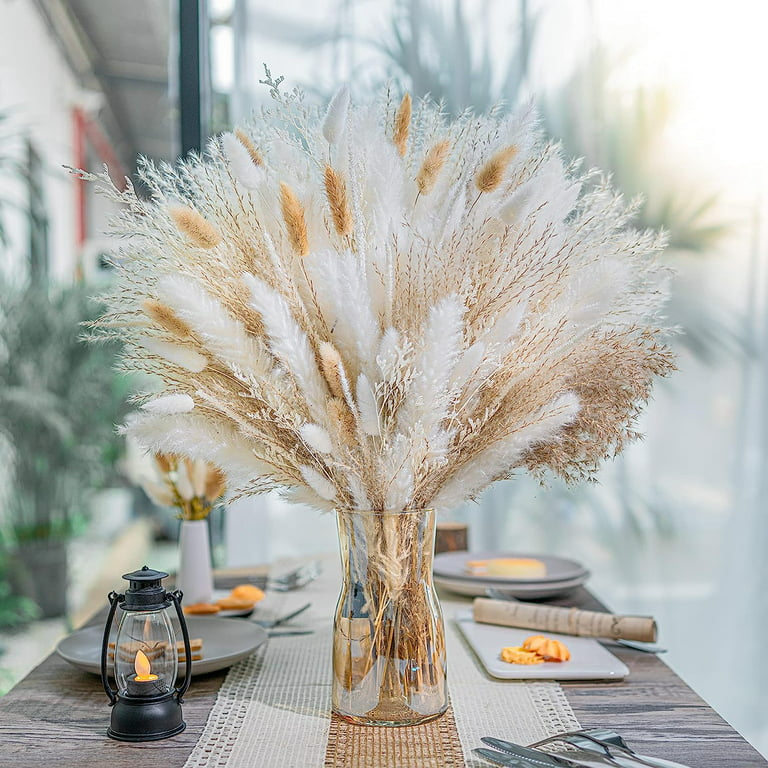 Pink Pampas Grass Decor, Natural Dried Flowers, 17 inches, 10 Stems,  Colorful Pompas Floral, Colored Feathers, Plants for Living Room Decor,  Weddings