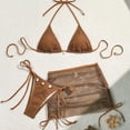 thumbnail image 1 of Dolkfu 3 Piece Plus Swimsuit Women Halter Sexy Bikini Sets Cheeky Swim Skirt Thong Women's Bathing Suits L, 1 of 8