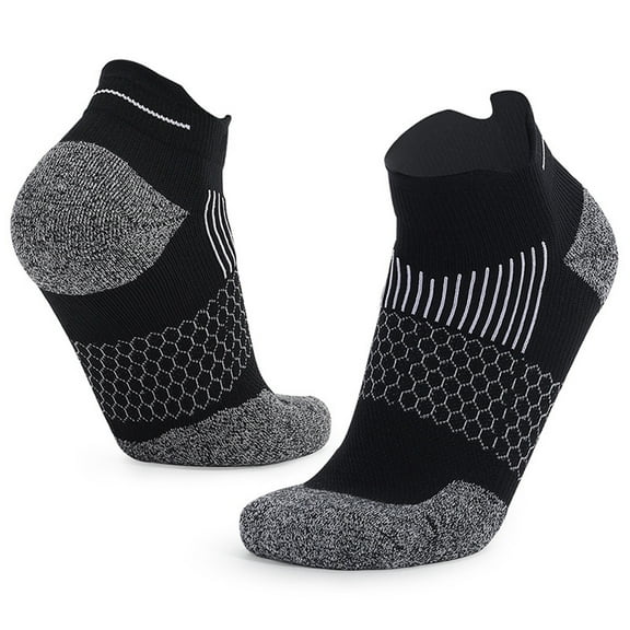 Dolkfu Athletic Socks for Men Running Black Low-Cut Ankle Socks Men's Cycling with Cushion Sport Socks